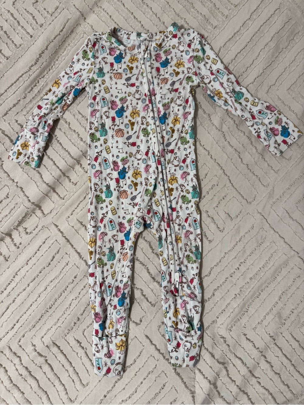 Posh Peanut White Footed One-Piece with Colorful Garden Motifs